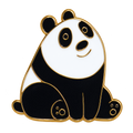 P5-15 zittende panda pin met goudkleurige lijnen – vrijstaande voorzijde