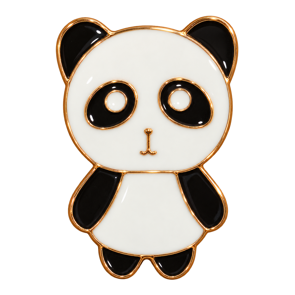 P5-18 zwart-witte panda pin – vrijstaande voorzijde