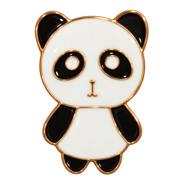 P5-18 zwart-witte panda pin – vrijstaande voorzijde