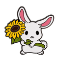 P5-23 Wit Konijn Met Zonnebloem Pin – voorkant