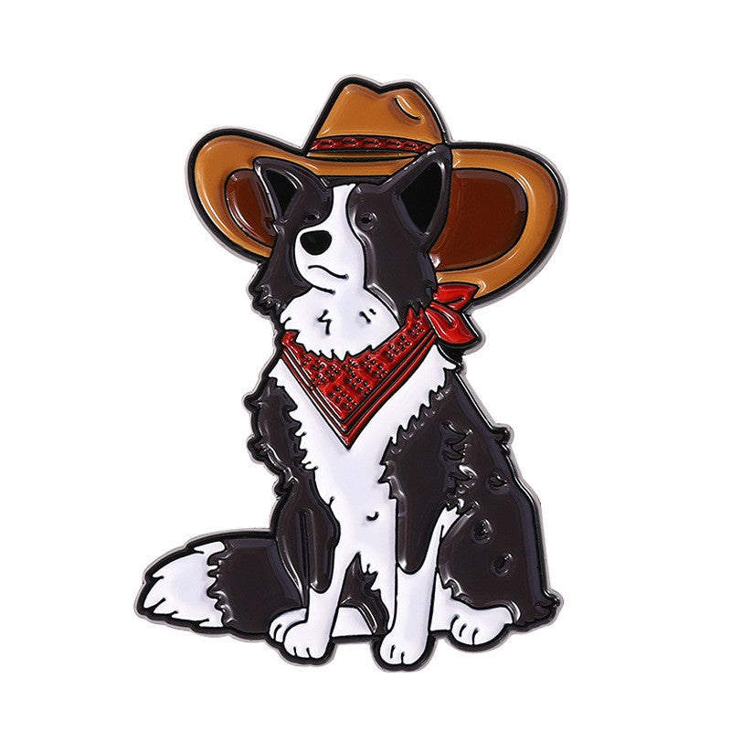 P6-23-zwart-witte-hond-met-cowboy-hoed-pin