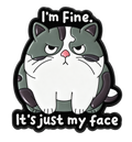 Kat Met Tekst I'm Fine It's Just My Face Pin — vrijstaand