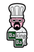 P6-8 kok met tekst Baking Bad pin – vrijstaande voorzijde