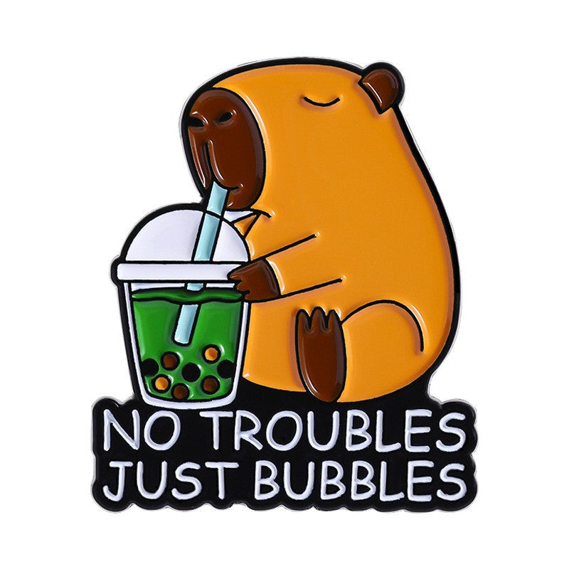 P7-5-capibara-met-bubble-tea-en-tekst-no-troubles-just-bubbled-pin