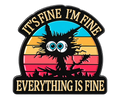 Pin P7-6: zwarte kat met It's Fine I'm Fine Everything Is Fine