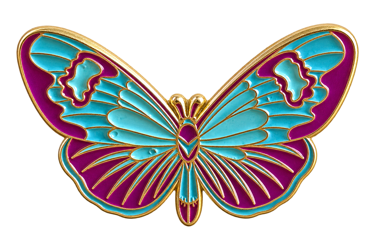 P8-1 Vlinder in turquoise en paars – voorzijde