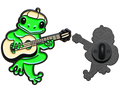 Pin kikker met gitaar voor- en achterkant