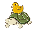 Eendje op schildpad voorkant