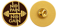 No Pain No Gain sportpin voorzijde en gouden achterzijde met vlindersluiting