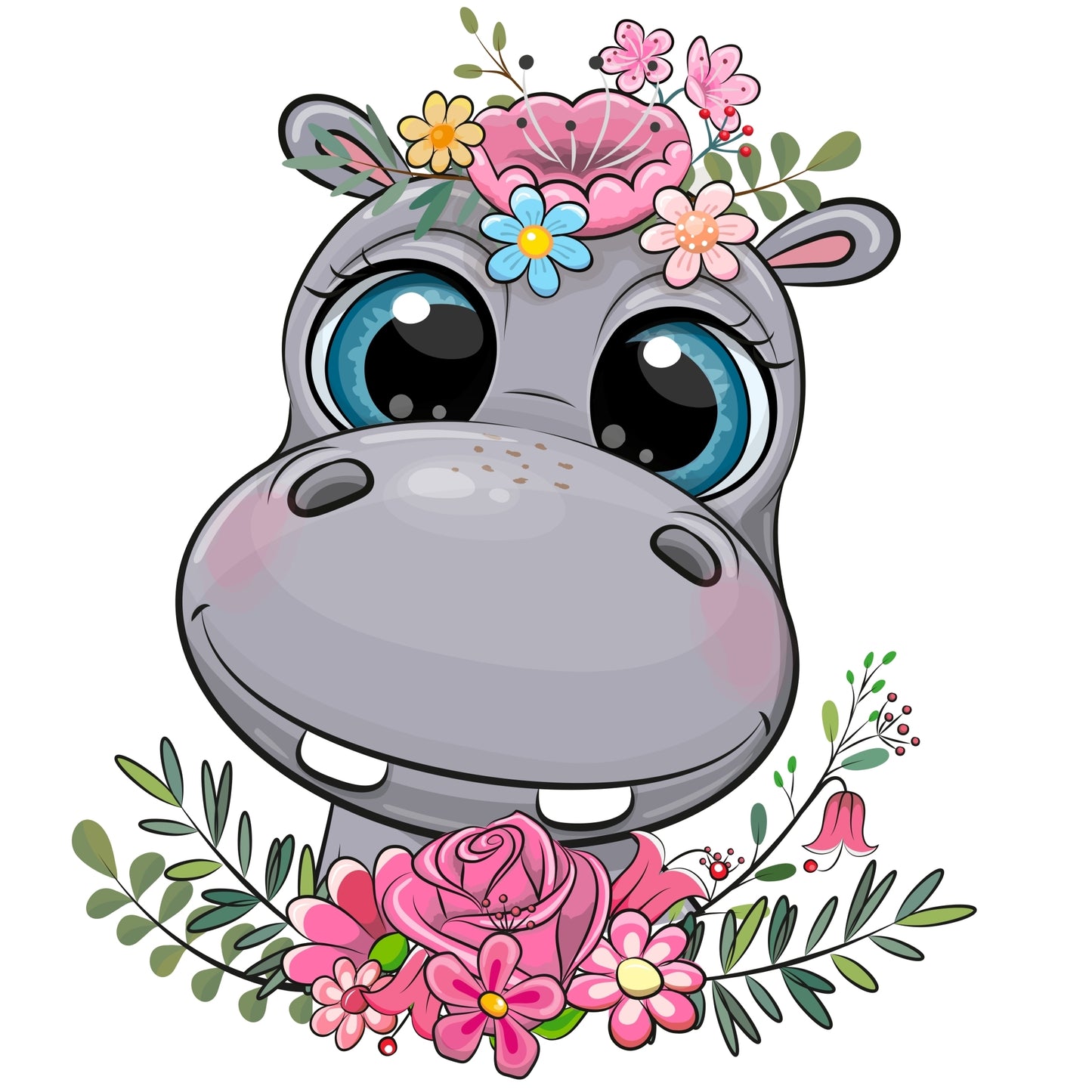 Hippopotamus With Floral Application