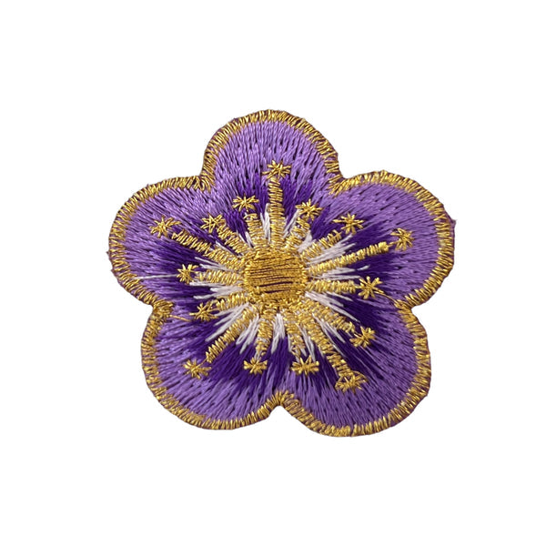 Purple flower with gold thread patch