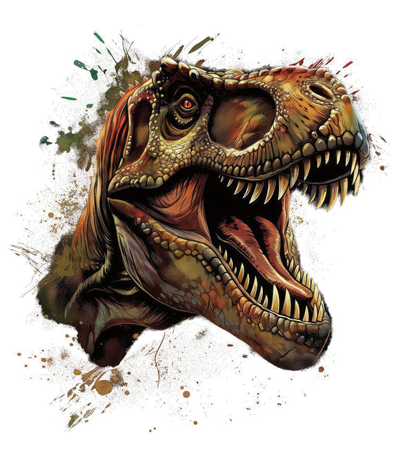Green and brown T-Rex iron-on transfer