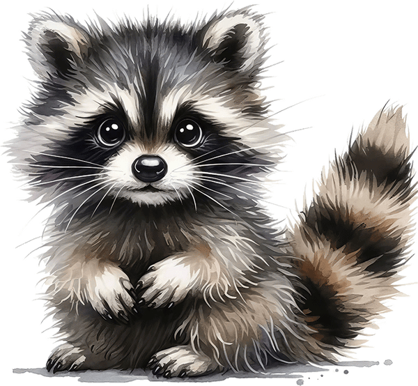 Grey raccoon iron-on transfer