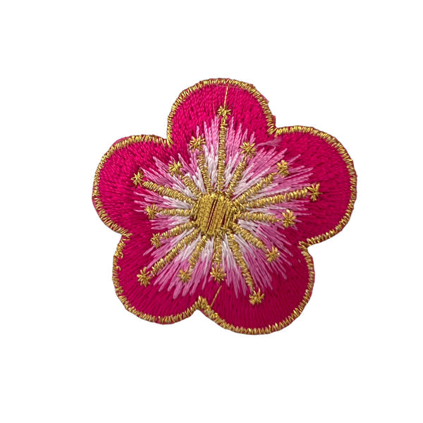 Pink flower with gold thread patch