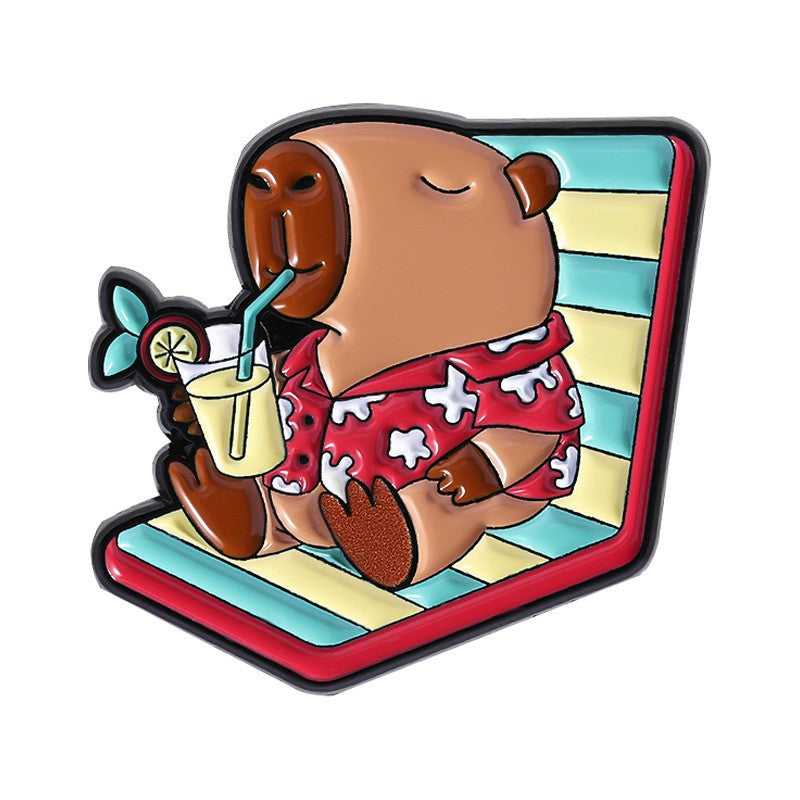 Sunbathing Capybara Pin