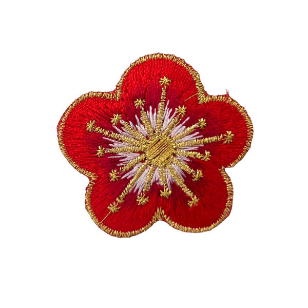 Red flower with gold thread patch