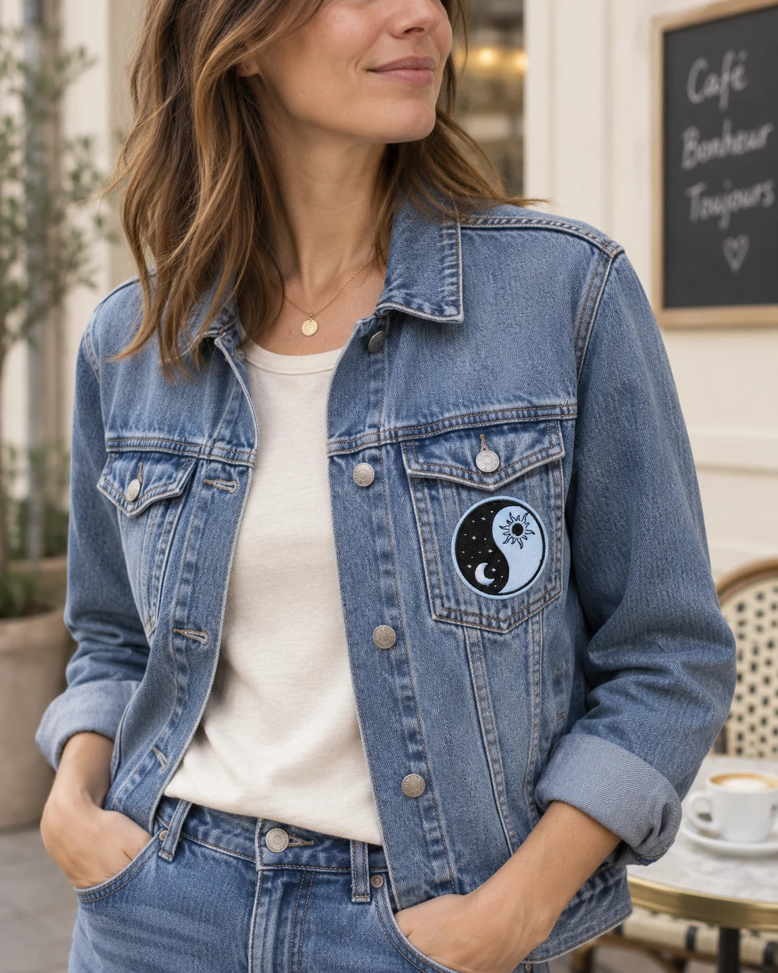 AI styling image of a patch on a denim jacket