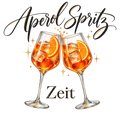 Spritzmoment met twee cocktailglazen en de tekst Aperol Spritz Zeit