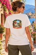 Sfeerbeeld: Meer avontuur als grote applicatie op de rug van een volwassen T-shirt.