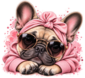 Roze diva – Franse bulldog met roze strik, hoodie en zonnebril