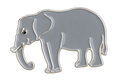 Grijze olifant met zilverkleurige details, voorzijde