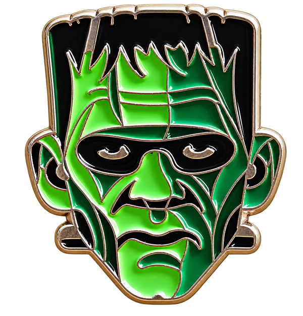 Groen gezicht van Frankensteins monster met zwart haar – vrijstaande voorzijde