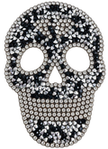 Skull strass patch SP0006 met zwarte en zilverkleurige stenen, vrijstaand