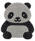 Panda strass patch met zwarte en zilverkleurige steentjes, vrijstaand
