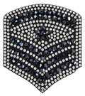 Zwart embleem met zilverkleurige strasssteentjes, vrijstaand