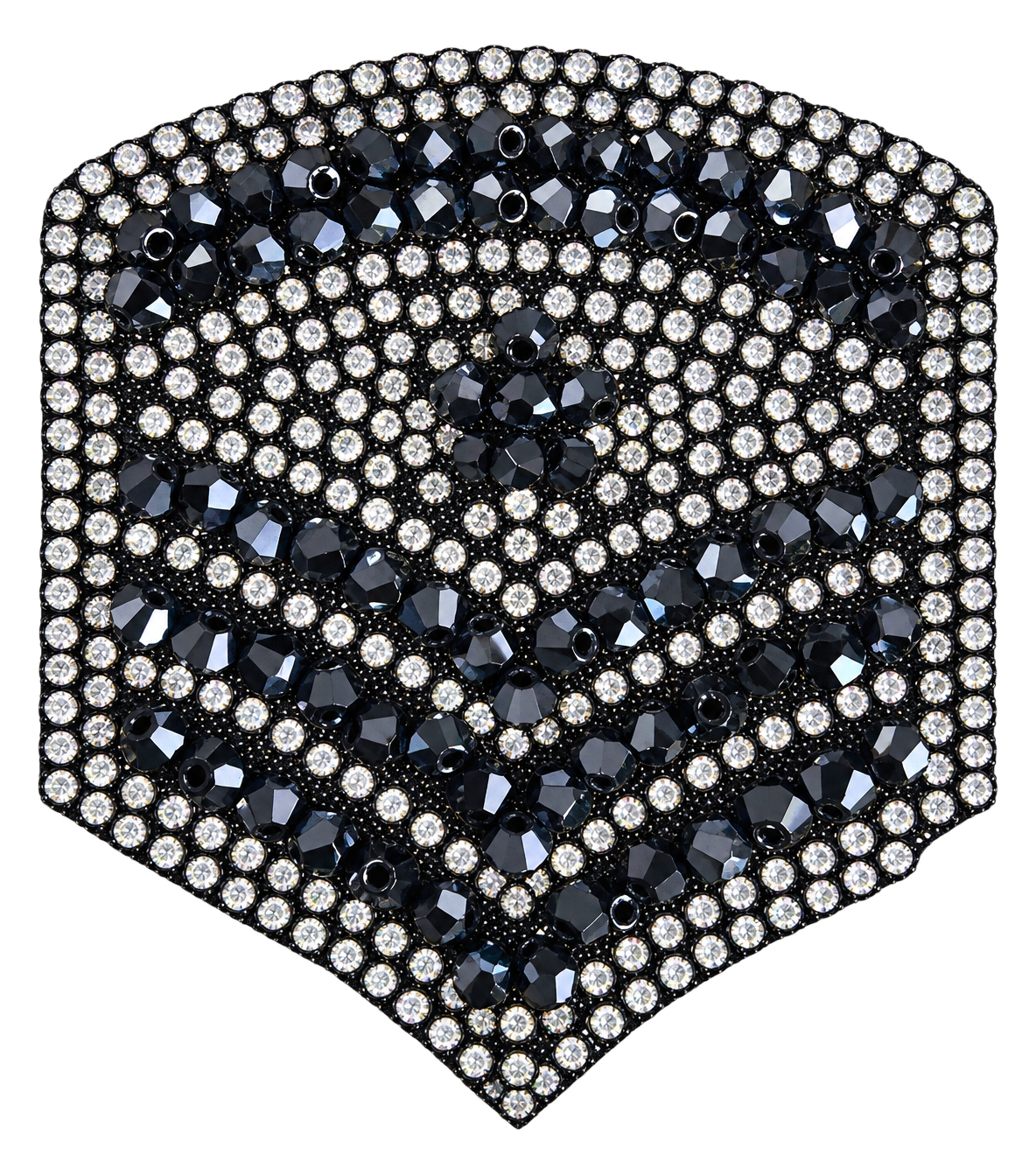 Zwart embleem met zilverkleurige strasssteentjes, vrijstaand