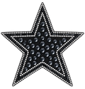 Zwarte ster strass patch met zilverkleurige rand, vrijstaand