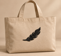 SP0017 zwart glitterblad van 18,6 × 6 cm op een grote canvas tas — toepassingsvoorbeeld