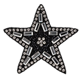 Zwarte glitterster strass patch met zilverkleurige stenen – SP0020