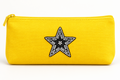 Zwarte glitterster strass patch op een geel etui – SP0020