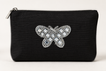 Zilveren vlinder strass patch op een zwart etui