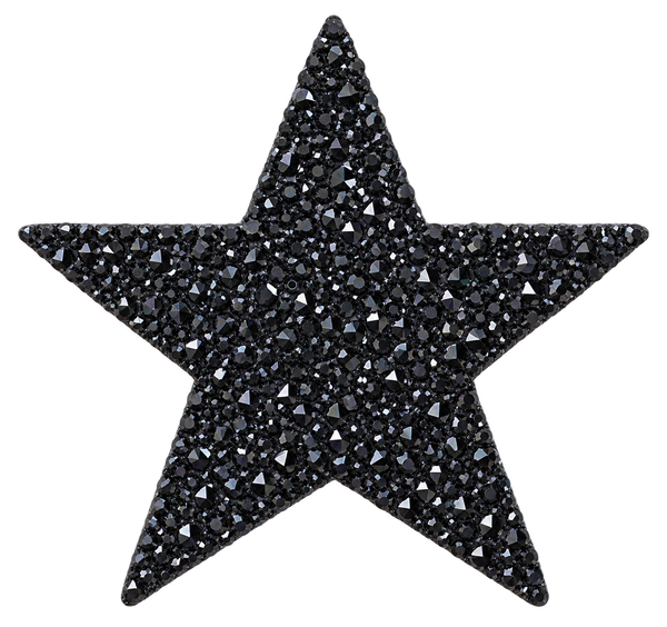 Gitzwarte ster strass patch van 11 × 10,5 cm, vrijstaand