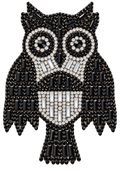 Zwarte uil met zilveren accenten strass patch, vrijstaand – SP0028