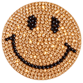 Gouden smiley strass patch met zwarte ogen en glimlach – SP0029