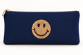 Gouden smiley strass patch op een donkerblauw etui – SP0029