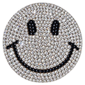 Zilveren smiley strass patch met zwarte ogen en glimlach – SP0030