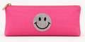 Zilveren smiley strass patch op een roze etui – SP0030