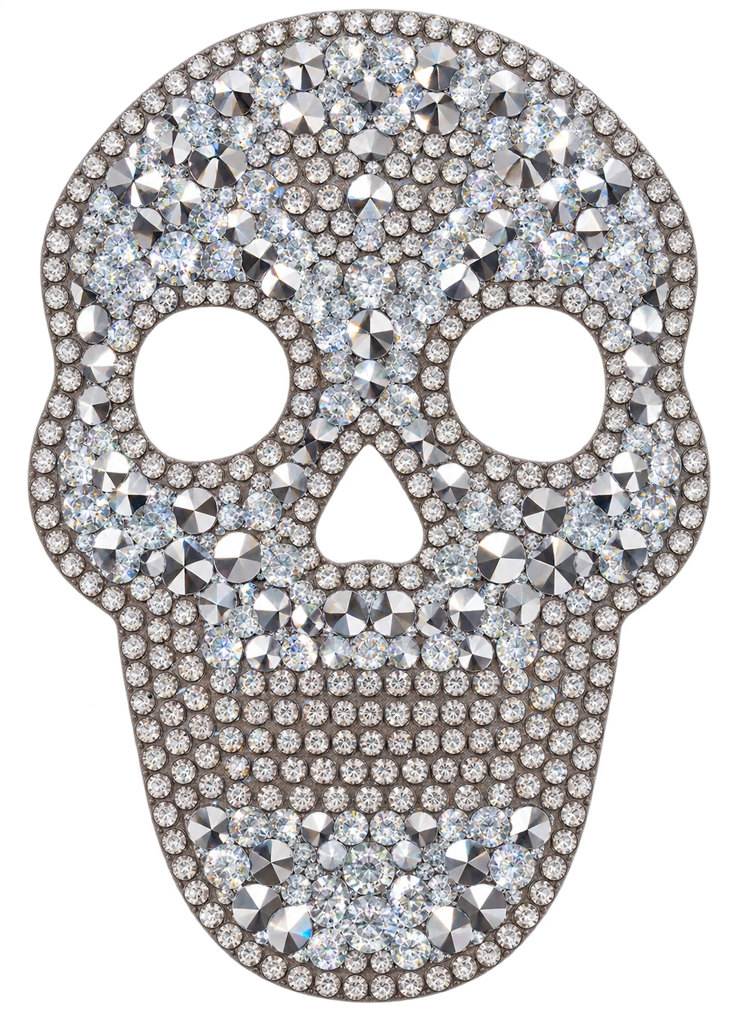 Zilveren skull strass patch, vrijstaand – SP0031