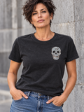 Zilveren skull strass patch op een stoer shirt – SP0031