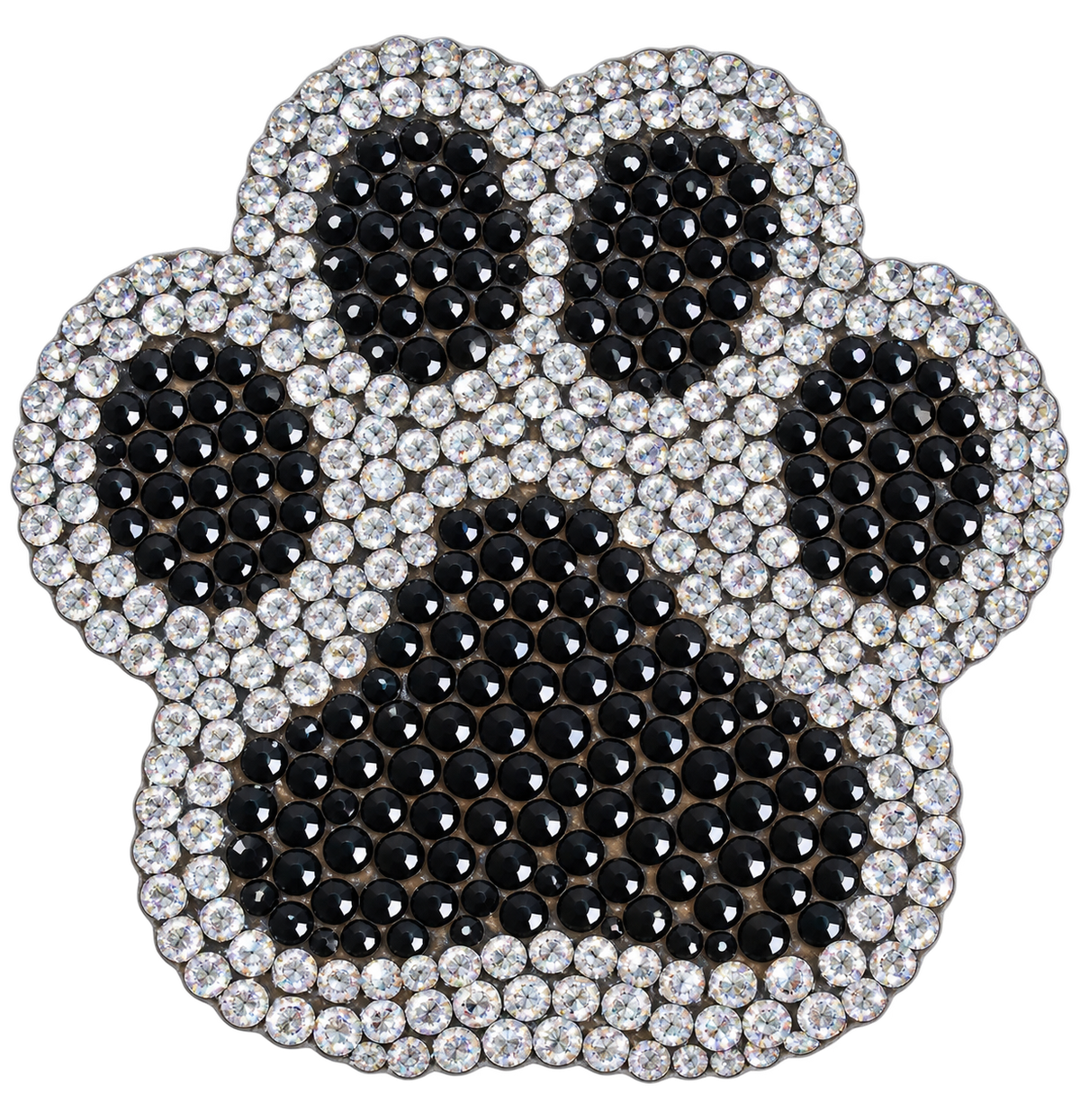 Pootafdruk strass patch in zilver en zwart, vrijstaand – SP0032