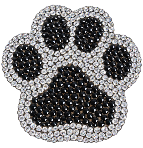 Pootafdruk strass patch in zilver en zwart, vrijstaand – SP0032