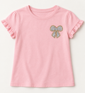 Strik strass patch van 6 × 5,8 cm op een roze meisjesshirt – SP0033