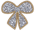Zilveren strik met gouden rand strass patch, vrijstaand – SP0033