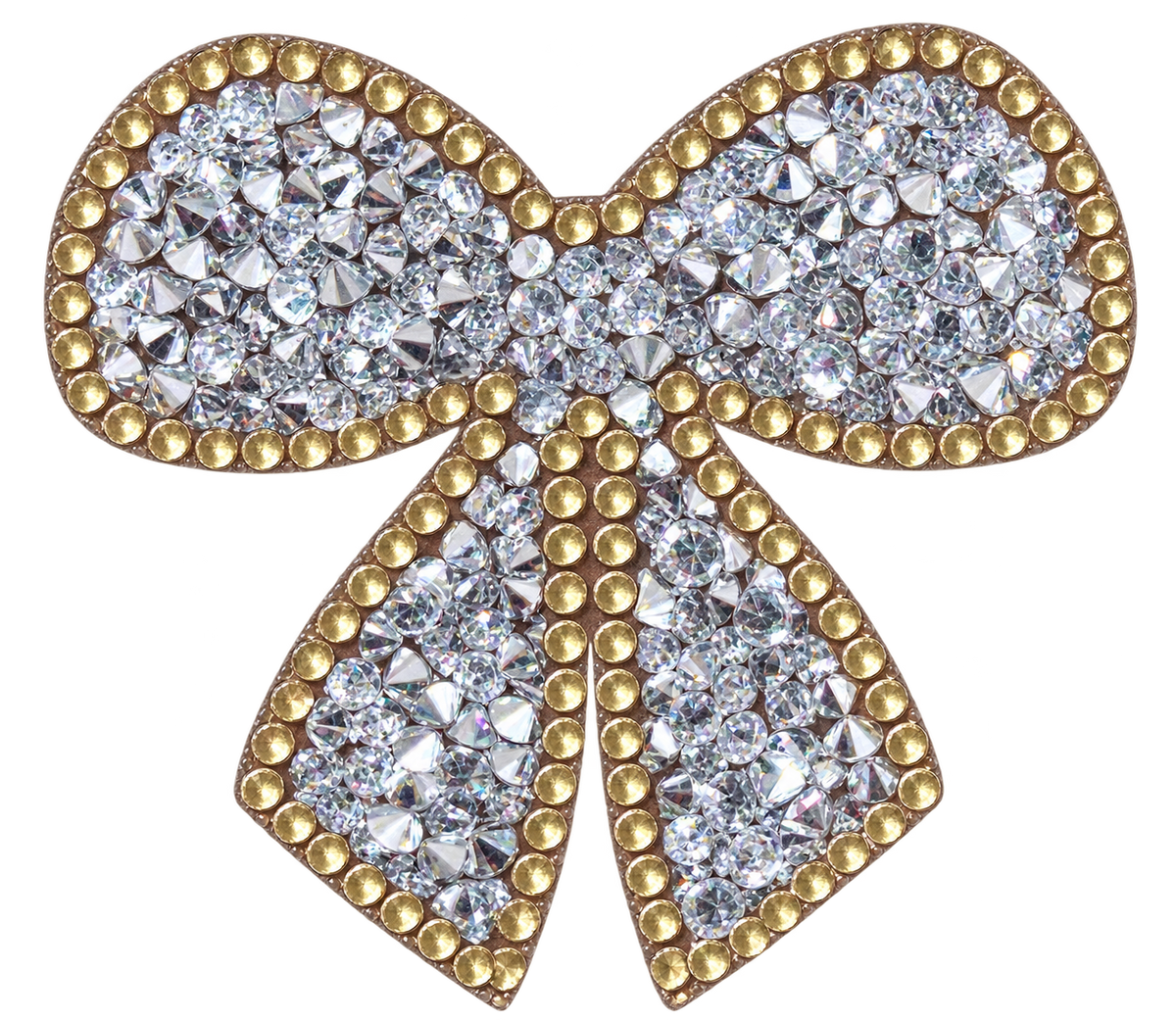 Zilveren strik met gouden rand strass patch, vrijstaand – SP0033