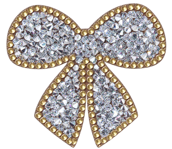 Zilveren strik met gouden rand strass patch, vrijstaand – SP0033