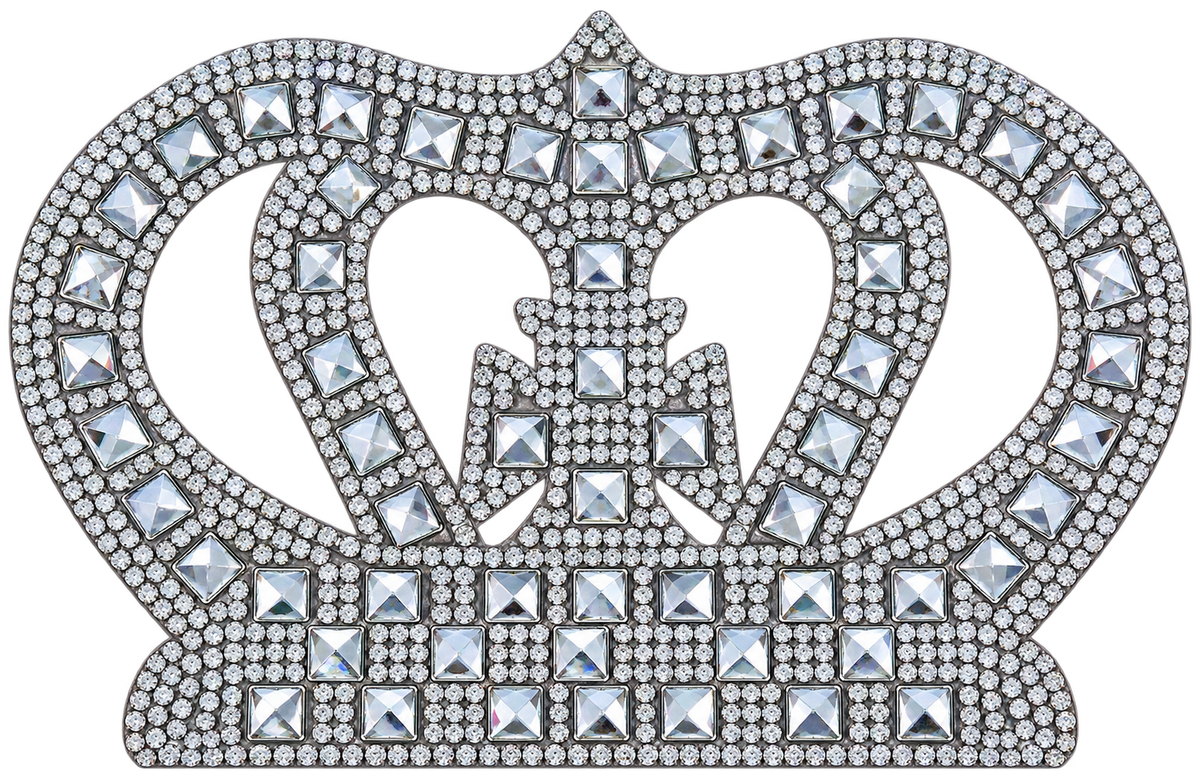 Grote zilveren kroon strass patch van 13 × 8,5 cm, vrijstaand – SP0034